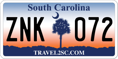 SC license plate ZNK072
