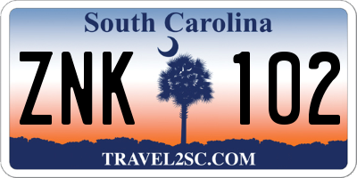 SC license plate ZNK102