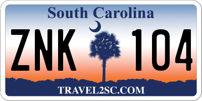 SC license plate ZNK104