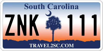 SC license plate ZNK111