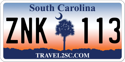 SC license plate ZNK113