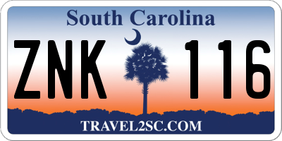 SC license plate ZNK116