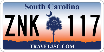 SC license plate ZNK117