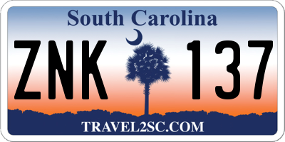 SC license plate ZNK137