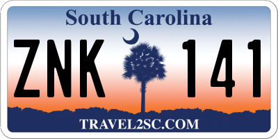SC license plate ZNK141