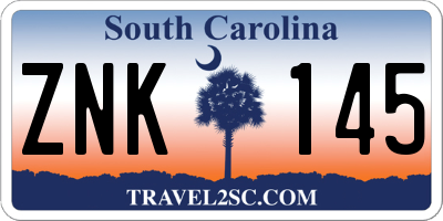 SC license plate ZNK145