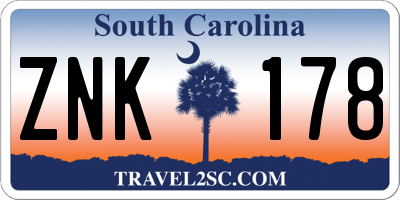 SC license plate ZNK178