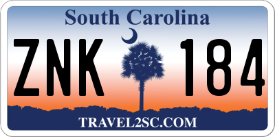 SC license plate ZNK184