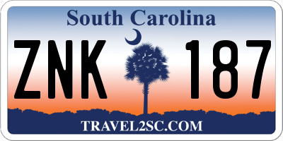 SC license plate ZNK187