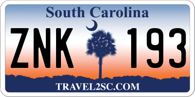 SC license plate ZNK193