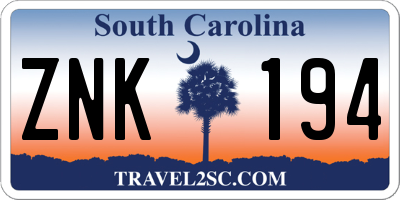 SC license plate ZNK194