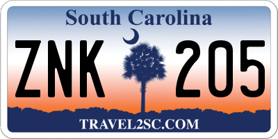 SC license plate ZNK205