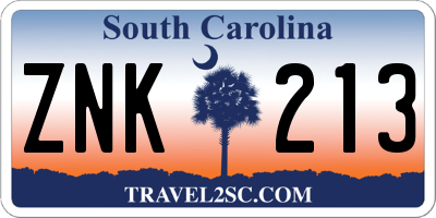 SC license plate ZNK213