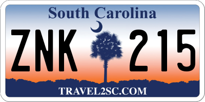 SC license plate ZNK215