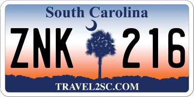 SC license plate ZNK216