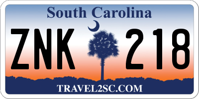 SC license plate ZNK218