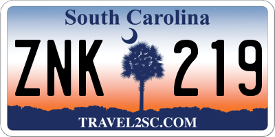 SC license plate ZNK219