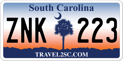 SC license plate ZNK223
