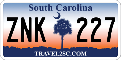 SC license plate ZNK227