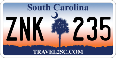 SC license plate ZNK235