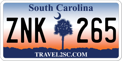 SC license plate ZNK265