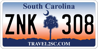 SC license plate ZNK308