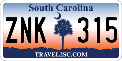 SC license plate ZNK315