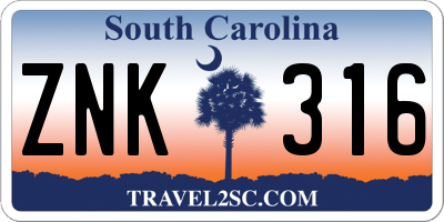 SC license plate ZNK316