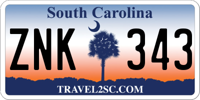 SC license plate ZNK343