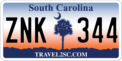 SC license plate ZNK344