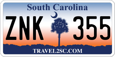 SC license plate ZNK355