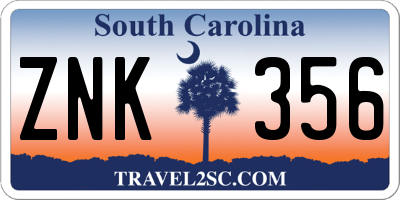 SC license plate ZNK356