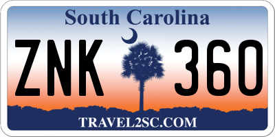 SC license plate ZNK360