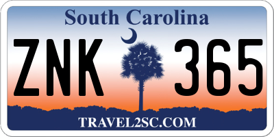 SC license plate ZNK365
