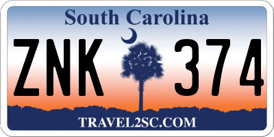 SC license plate ZNK374
