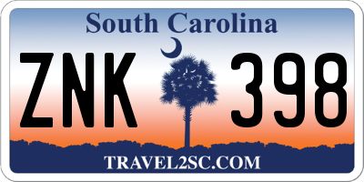 SC license plate ZNK398