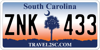 SC license plate ZNK433