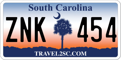 SC license plate ZNK454