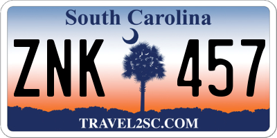 SC license plate ZNK457