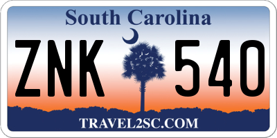 SC license plate ZNK540