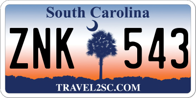 SC license plate ZNK543