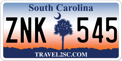 SC license plate ZNK545