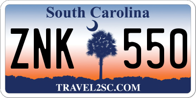 SC license plate ZNK550
