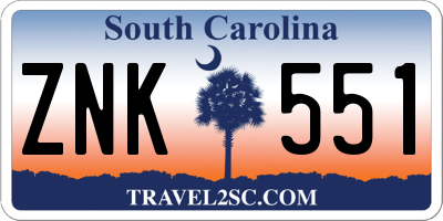 SC license plate ZNK551