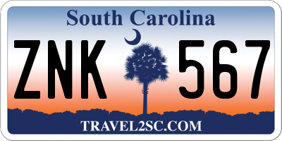 SC license plate ZNK567