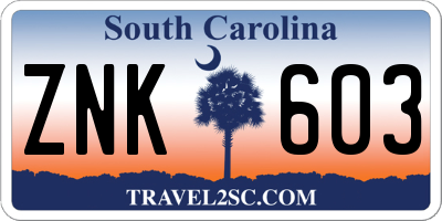 SC license plate ZNK603