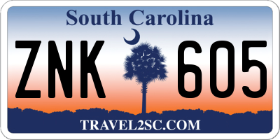 SC license plate ZNK605