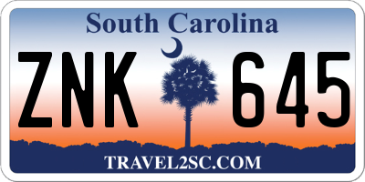 SC license plate ZNK645