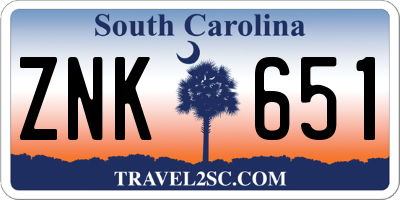 SC license plate ZNK651
