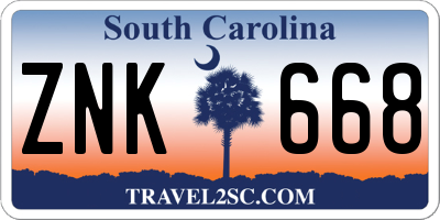 SC license plate ZNK668